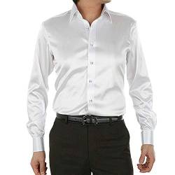 SOMTHRON Herren Mode Glänzt Regelmäßig Fit Seid Hemd Business 20 Farben(WH,2XL) von SOMTHRON