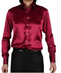 SOMTHRON Herren Mode Glänzt Regelmäßig Fit Seid Hemd Business 20 Farben(WR,XL) von SOMTHRON