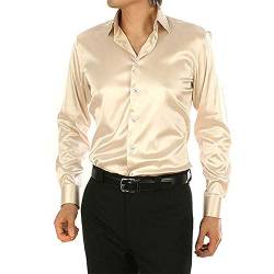 SOMTHRON Herren Mode Glänzt Regelmäßig Fit Seid Hemd Business 20 Farben(YE,L) von SOMTHRON