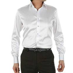 SOMTHRON Herren Mode Glänzt Regelmäßig Fit Seid Hemd Business 20 Farben, XL, Weiß von SOMTHRON