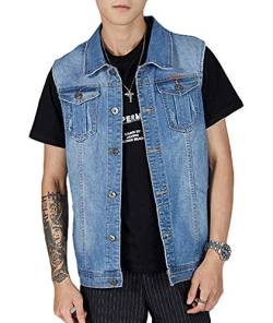 SOMTHRON Herren Weste Denim Vest Jeansweste Outdoor Sport Weste Jeans Jacke Männer Jeansjacke Freizeit Denim Jacket Ärmellos Jacken Outwear für Jagd Angeln Camping,LB-6XL von SOMTHRON