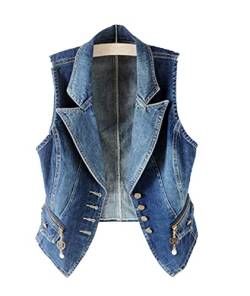 SOMTHRON Jeansjacke Damen Denim Weste Ärmellos Jeansjacke Jeans Jacke Übergangs Jacke Denim Button Gewaschener Jeansjacke Weste mit Taschen BF Stil Jeansweste mit Tasche Sommer Herbst von SOMTHRON