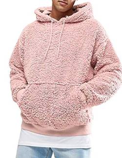 SOMTHRON Pullover Herren Hoodie Herren Kapuzenpullover Plüsch Hoodie Sweatshirt Teddy-Fleece Winter Pulli Warm Lose Pullover mit Taschen,PI-M von SOMTHRON