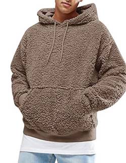 SOMTHRON Pullover Herren Hoodie Herren Kapuzenpullover Plüsch Hoodie Sweatshirt Teddy-Fleece Winter Pulli Warm Lose Pullover mit Taschen CO-2XL von SOMTHRON