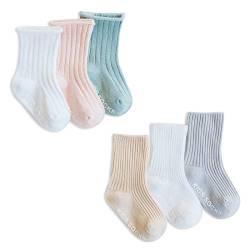 SONARIN 6 Paare Toddler Mädchen Jungen Antirutsch Socken, Einfarbig, Baby Mädchen rutschfeste Baumwollsocken, 1-3 Jahre von SONARIN