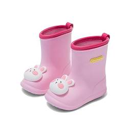 SONARIN Gummistiefel Kinder,Rutschfeste Kinder Regenstiefel Niedliche Cartoon Kleinkind Regenschuhe Baby-Gummistiefel Wasserdichte Stiefel für Mädchen Jungen 1-7 Jahre(Rosa Hase,14CM) von SONARIN