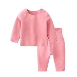 SONARIN Kinder Thermounterwäsche Set,Baby Jungen Mädchen Thermo Unterwäsche Thermo Pyjama Set Oberteile und Hose Warme Winter Baby Schlafanzug Langarm Nachtwäsche für 0-24 Monate(Rosa) von SONARIN