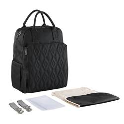 SONARIN Multifunktion Stylische Baby Wickelrucksack Wickeltasche,Großer Kapazität Wasserdicht Babytasche Wickeltasche Rucksack Reisetasche mit Wickelunterlage & Kinderwagen Haken(Schwarz) von SONARIN