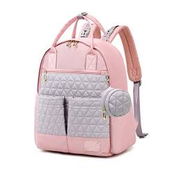 SONARIN Multifunktionale Leichte Baby Wickelrucksack Wickeltasche,Große Kapazität Wasserdichte Babytasche Wickeltasche Rucksack Reisetasche mit Schnullertasche für Mama & Papa(Rosa) von SONARIN