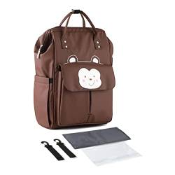 SONARIN Stylische Großer Kapazität Baby Wickelrucksack Wickeltasche,Multifunktions Wasserdicht Babytasche Wickeltasche Rucksack Reisetasche mit Wickelunterlage & Kinderwagen Haken(Braun) von SONARIN