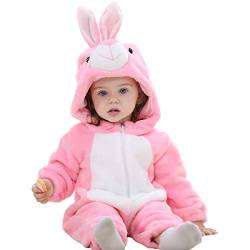 SONARIN Winter Baby Flanell Strampler,Mädchen und Junge Karikatur Tier Jumpsuit Spielanzug,Onesie Jumpsuit mit Kapuze von SONARIN