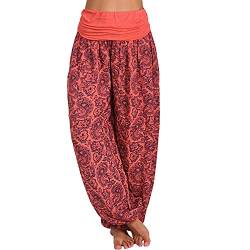 Haremshose Damen Pumphose Weite Bein Hosen mit Blumenmuster Sommer Beiläufig Yogahosen Loose Hippie Pluderhose Baumwolle Harem Hosen Kurz Pumphose 3/4 Baggy Hose Leichte Hippie Pluderhose von SONIGER