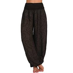 Haremshose Damen Pumphose Weite Bein Hosen mit Blumenmuster Sommer Beiläufig Yogahosen Loose Hippie Pluderhose Baumwolle Harem Hosen Kurz Pumphose 3/4 Baggy Hose Leichte Hippie Pluderhose von SONIGER