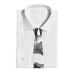 SONOON Schwarz und Weiß Marmordruck Herren Seide Matt Mode Formal Krawatte mit zarter Textur, Business Krawatte, Schwarz , Einheitsgröße von SONOON