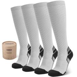 SONORAN 2 Pairs Kompressionsstrümpfe Damen und Herren, Stützstrümpfe Kompressionssocken Compression Socks Kompression für Running, Wandern, Reisen, Sport L/XL (Schwarz Weiß) von SONORAN