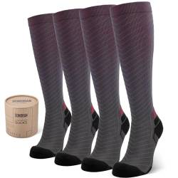 SONORAN 2 Pairs Kompressionsstrümpfe Damen und Herren, Stützstrümpfe Kompressionssocken Compression Socks Stützstrümpfe Kompression für Running, Wandern, Reisen, Sport XXL （Grau Rot） von SONORAN