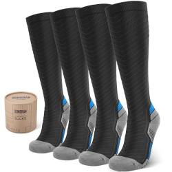 SONORAN 2 Pairs Kompressionsstrümpfe Damen und Herren, Stützstrümpfe Kompressionssocken Compression Socks für Running, Wandern, Reisen, Sport L/XL (Schwarz Blau) von SONORAN