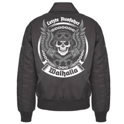 SONS OF ODIN Herren CWU Bomberjacke mit Kragen Letzte Ausfahrt Walhalla Wikinger Motorrad von SONS OF ODIN