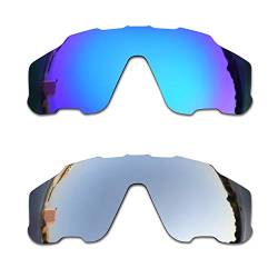 SOODASE Für Oakley Jawbreaker Sonnenbrillen Blau/Silber 2 Paare Polarisierte Ersatzgläser von SOODASE