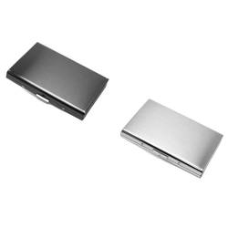 SOONHUA 2 x Metall-Kreditkartenhalter aus Edelstahl für EC-Karten und Ausweise, Schwarz/silberfarben, modisch von SOONHUA