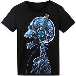 LED T-Shirt für Party Hiphop Cosplay Konzert Geburtstagsgeschenk Beste Christmas Kostüm Sound Aktiviertes Equalizer Shirt DJ T-Shirt(Kopfhörer Schädel) von SOOOEC