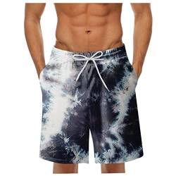 SOOUICKER Badehose Herren Batik Badeshorts Herren Lang Bunt Bermuda Shorts Herren Hawaii Badeshorts Herren Farbverlauf Badehose Männer Muster Badehose Herren Motiv Badeshorts Herren mit Taschen von SOOUICKER