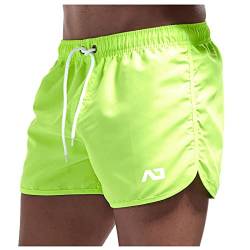 SOOUICKER Badehose Herren Kurz Bunt Badeshorts Herren Kurz Retro Schwimmhose Herren Boxer Badeshorts Herren Neonfarben Badehose Herren Schnelltrocknend Neon Grün von SOOUICKER