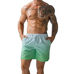 SOOUICKER Badeshorts Herren Bunt Farbwechsel Badehose Herren Weit Schwimmhose Herren Tasche Badehose Herren Lang Badeshorts Herren Hawaii Bermuda Shorts Herren Badehose von SOOUICKER