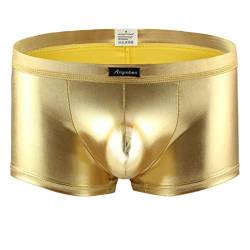 SOOUICKER Boxershorts Herren Glanz Unterwäsche Herren Gold Unterhosen Männer Sexy Herren Unterhosen Lack Herren Unterhosen mit Beutel Unterwäsche Herren Wetlook Boxershorts Herren Funny von SOOUICKER