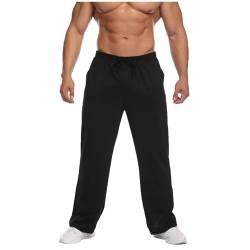 SOOUICKER Breite Jogginghose Herren Gym Trainingshose Herren Ohne Bündchen Sporthose Herren Weites Bein Freizeithose Herren mit Gummizug Jogginghose Herren Relaxed Fit Ohne Bund Unten von SOOUICKER