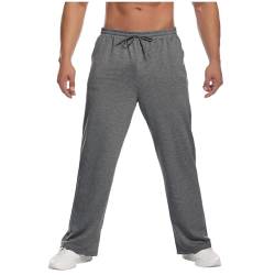 SOOUICKER Breite Jogginghose Herren Gym Trainingshose Herren Ohne Bündchen Sporthose Herren Weites Bein Freizeithose Herren mit Gummizug Jogginghose Herren Relaxed Fit Winterhose Herren von SOOUICKER