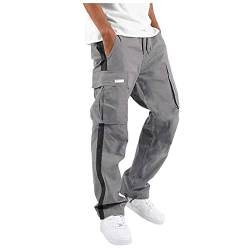 SOOUICKER Cargohose Herren Baggy Cargo Jogginghose Herren mit Streifen Arbeitshosen Männer Cargo Freizeithose Herren Cargo Cargohose Herren mit Gummizug Jogginghose Herren mit Seitentaschen von SOOUICKER