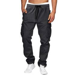 SOOUICKER Cargohose Herren Baggy mit Gummizug Jogginghose Herren mit Seitentaschen Sporthose Herren Lang Cargo Trainingshose Herren Ohne Bündchen Gym Laufhose von SOOUICKER