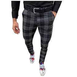 SOOUICKER Chino Hose Herren Kariert Anzughose Herren Karo Chino Hose Herren Tapered Freizeithose Herren Gestreift Chino Hose Herren Slim Fit Karierte Hose Herren Chino Hose Herren Skinny Fit von SOOUICKER