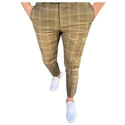 SOOUICKER Chino Hose Herren Slim Fit Kariert Anzughose Herren Kariert Grau Karierte Hose Herren Freizeit Chino Hose Herren Tapered Karierte Hose Herren Chino Chino Hose Herren Business Elegant von SOOUICKER