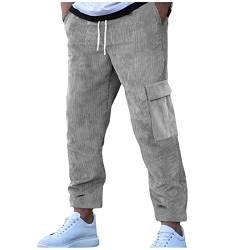 SOOUICKER Cordhose Herren Breitcord Cargohose Herren Weit Jogginghose Herren Mit Seitentaschen Cargohose Herren Tapered Sporthose Herren Fitness Freizeithose Herren Modern Cargohose Herren Jogger von SOOUICKER