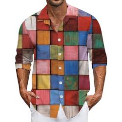 SOOUICKER Freizeithemden für Herren Regular Fit Hawaiihemd Herren Langarm Sommerhemd Herren Gemustert Hawaii Hemd Männer Bunt Hemd Herren Casual Muster Hemd Herren Print Modern von SOOUICKER