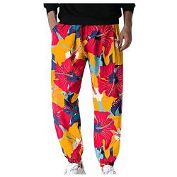 SOOUICKER Haremshose Herren Blumen Freizeithose Herren Bunt Jogginghose Herren Muster Trainingshose Herren Weit Jogginghose Herren Mit Aufdruck Freizeithose Herren Mit Gummibund von SOOUICKER