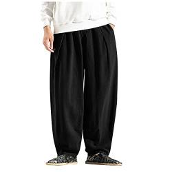 SOOUICKER Haremshose Herren Leinen Leinenhose Herren Sommer Freizeithose Herren mit Gummizug Leichte Sommerhose Herren Lang Leinenhose Herren Yoga Baggy Haremshose Herren Jogginghose von SOOUICKER