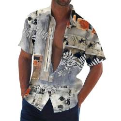 SOOUICKER Hawaiihemd Herren Kurzarm Bunt Hemd Herren Muster Print Kurzarmhemd Herren Große Größen Freizeithemden für Herren Regular Fit Hemd Herren Farbverlauf 3D Druck von SOOUICKER