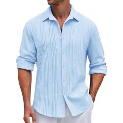 SOOUICKER Hemd Herren Gestreift Langarm Freizeithemden für Herren Regular Fit Hawaii Hemd Männer Einfarbig Hemd Herren Casual Sommerhemd Herren Langarm Hemd Herren Freizeit Elegant von SOOUICKER