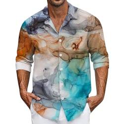 SOOUICKER Hemd Herren Langarm 3D Druck Hawaiihemd Herren Bunt Hemd Herren Farbverlauf Hemd Herren Muster Freizeithemden für Herren Regular Fit Hemd Herren Print Sommerhemd Herren Gemustert von SOOUICKER