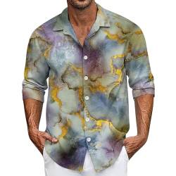 SOOUICKER Hemd Herren Langarm 3D Druck Hawaiihemd Herren Bunt Hemd Herren Farbverlauf Hemd Herren Muster Freizeithemden für Herren Regular Fit Hemd Herren Print Sommerhemd Herren Gemustert von SOOUICKER