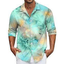 SOOUICKER Hemd Herren Langarm 3D Druck Hawaiihemd Herren Bunt Hemd Herren Farbverlauf Hemd Herren Muster Freizeithemden für Herren Regular Fit Hemd Herren Print Sommerhemd Herren Gemustert von SOOUICKER