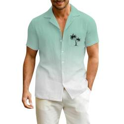 SOOUICKER Hemd Herren Regular Fit Kurzarm Hemd Herren Farbverlauf Freizeithemden für Herren Bunt Kurzarmhemd Herren Sommer Hawaii Hemd Männer Palmen Hemd Herren Kurzarm Print Urlaub von SOOUICKER