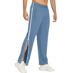 SOOUICKER Herren Sporthose Reissverschluss Am Bein Trainingshose Herren Offenes Bein Stoffhose Herren mit Taschen Trainingshose Herren Ohne Bündchen Jogginghose Herren Weites Bein von SOOUICKER