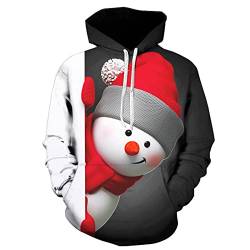 SOOUICKER Hoodie Weihnachten Herren Damen Weihnachtspullover Herren Hoodie 3D Druck Christmas Kapuzenpullover Herren Lustig mit Tasche Unisex Sweatshirt Xmas Pullover von SOOUICKER