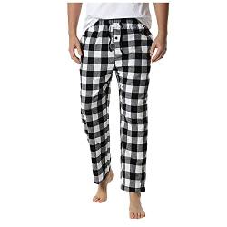 SOOUICKER Hosen Herren Baggy Freizeithose Herren Stoff Freizeithose Herren Weites Bein Freizeithose Herren Bunt Karierte Hose Herren Pyjama Freizeithose Herren Gestreift Stoffhose Herren Kariert Rot von SOOUICKER