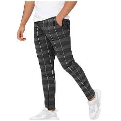 SOOUICKER Hosen Herren Chinohose Männer Slim Fit Kariert Anzughose Herren Chino Karierte Hose Herren Freizeit Chinohose Männer Tapered Muster Business Stoffhose Herren Chino von SOOUICKER