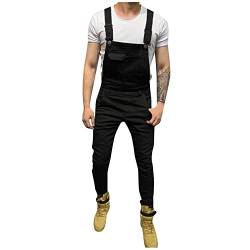 SOOUICKER Jeans Latzhose Herren Stretch 90er Latzhose Herren Modern Latzhose Herren Outdoor Freizeit Latzhose Herren Denim Modisch Jeans Overall Herren Schwarz Outdoor Hosen für Herren von SOOUICKER